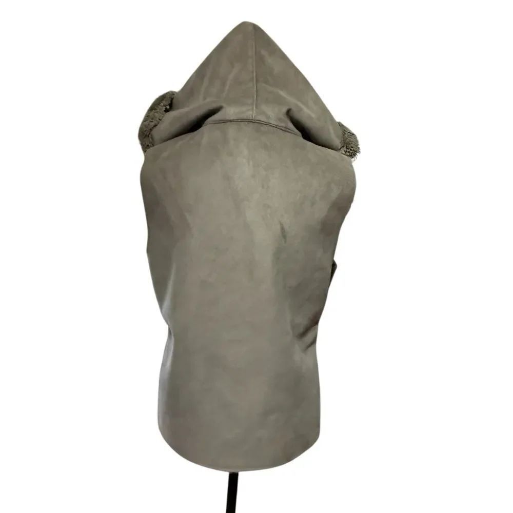 Dylan Faux Fur Sleeveless Reversible Women's Hooded Vest Taupe Brown XL - Picture 6 of 15